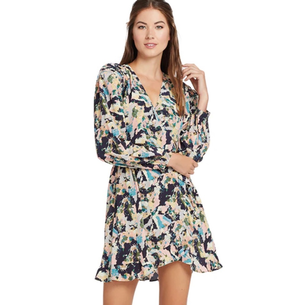 IRO Bloomy Floral Print Wrao Mini Dress Hannah Brown